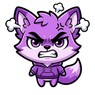 Purple fox mascot emote — Angry